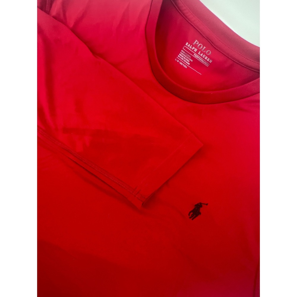Polo Ralph Lauren Performance Mens Red Long Sleeve Athletic Shirt Size Large